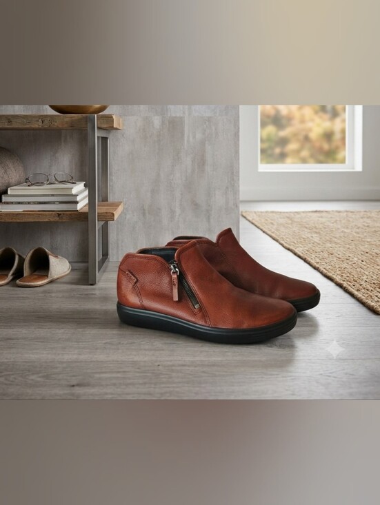Ecco Shoes - ​ECCO Soft 7 Cognac Brown Leather Zip Ankle Booties Size 40 / US 9